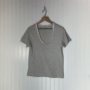 AG Adriano Goldschmied Striped Tee XS Scoop Neck Soft Cotton Y2K Minimalist
